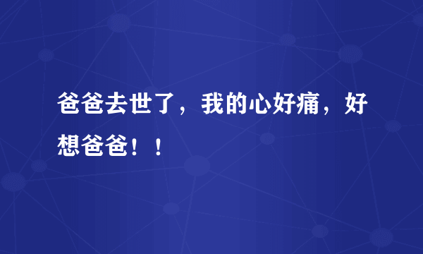 爸爸去世了，我的心好痛，好想爸爸！！