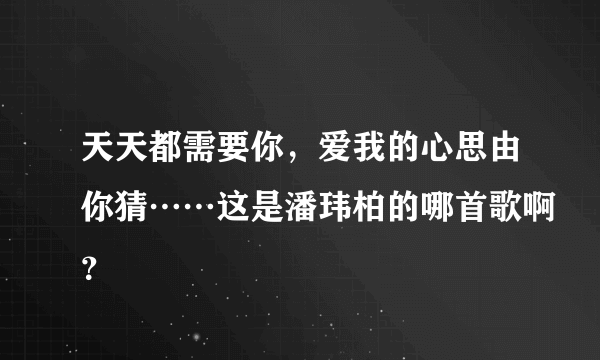 天天都需要你，爱我的心思由你猜……这是潘玮柏的哪首歌啊？