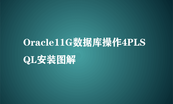 Oracle11G数据库操作4PLSQL安装图解