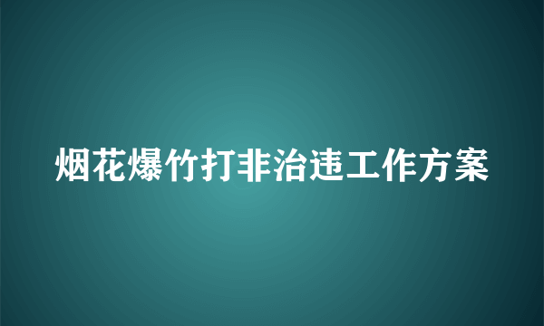 烟花爆竹打非治违工作方案