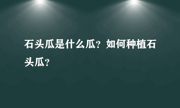 石头瓜是什么瓜？如何种植石头瓜？