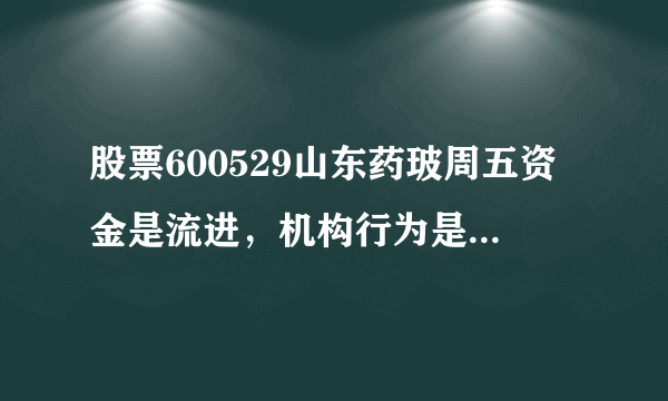 股票600529山东药玻周五资金是流进，机构行为是什么理由？