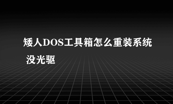 矮人DOS工具箱怎么重装系统 没光驱