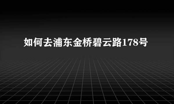 如何去浦东金桥碧云路178号