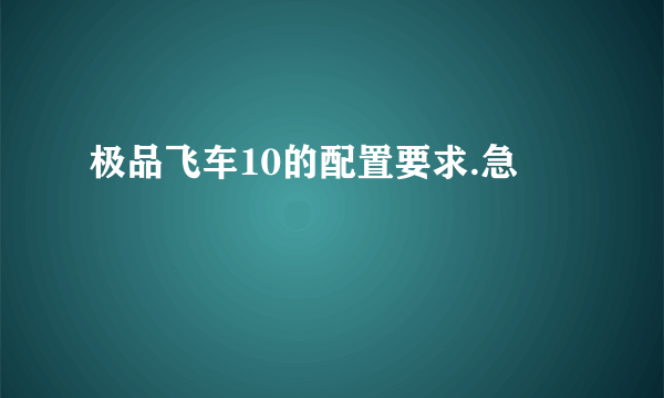 极品飞车10的配置要求.急