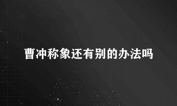 曹冲称象还有别的办法吗