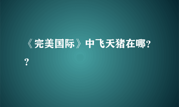 《完美国际》中飞天猪在哪？？