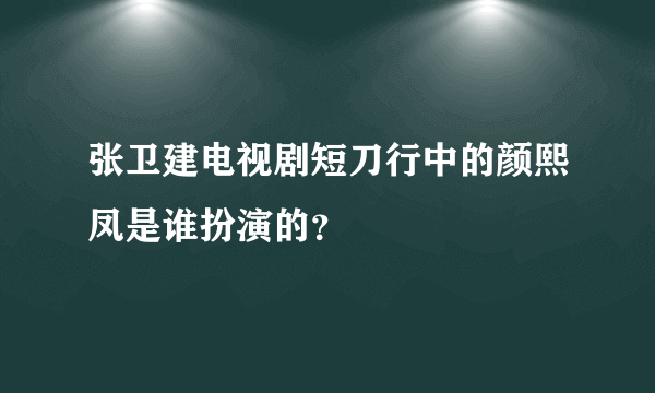 张卫建电视剧短刀行中的颜熙凤是谁扮演的？