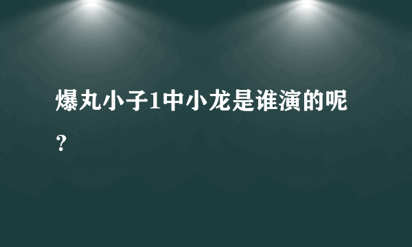 爆丸小子1中小龙是谁演的呢？