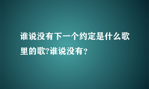 谁说没有下一个约定是什么歌里的歌?谁说没有？