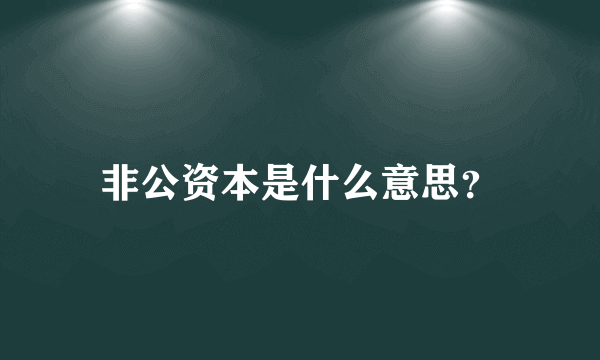 非公资本是什么意思？