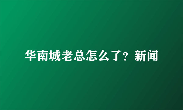 华南城老总怎么了？新闻