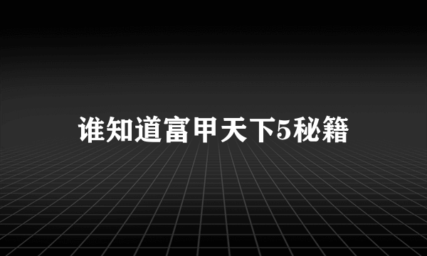 谁知道富甲天下5秘籍