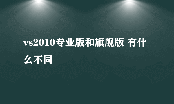 vs2010专业版和旗舰版 有什么不同