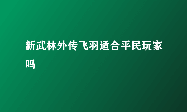 新武林外传飞羽适合平民玩家吗