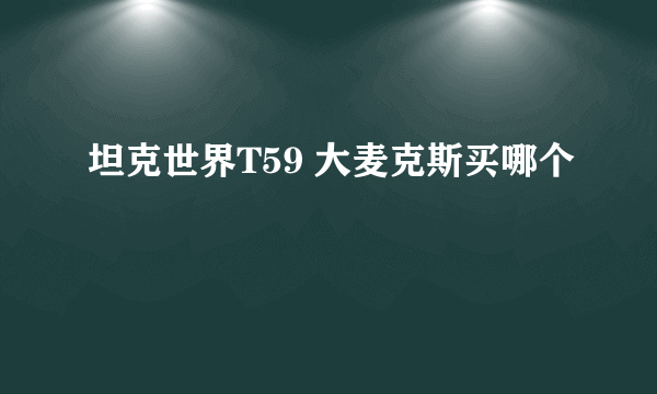 坦克世界T59 大麦克斯买哪个