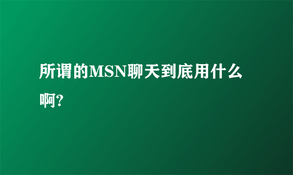 所谓的MSN聊天到底用什么啊?