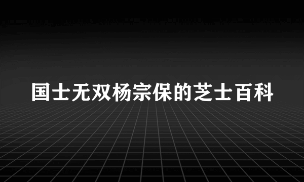 国士无双杨宗保的芝士百科