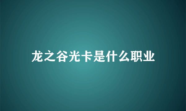 龙之谷光卡是什么职业