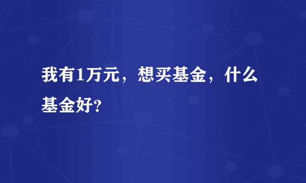 我有1万元，想买基金，什么基金好？