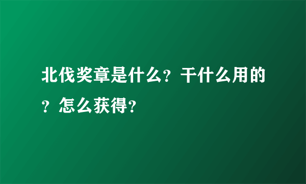 北伐奖章是什么？干什么用的？怎么获得？