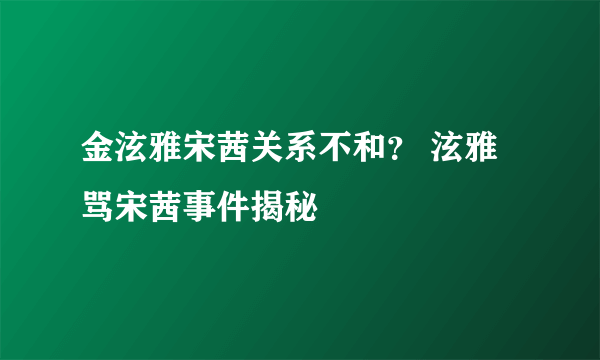 金泫雅宋茜关系不和？ 泫雅骂宋茜事件揭秘