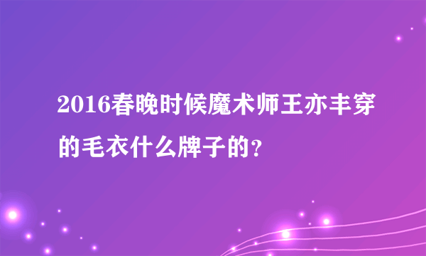 2016春晚时候魔术师王亦丰穿的毛衣什么牌子的？