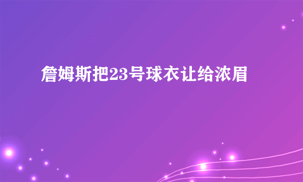 詹姆斯把23号球衣让给浓眉