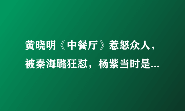 黄晓明《中餐厅》惹怒众人，被秦海璐狂怼，杨紫当时是何表情？