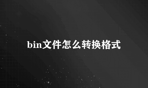 bin文件怎么转换格式