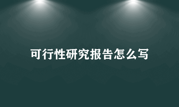 可行性研究报告怎么写