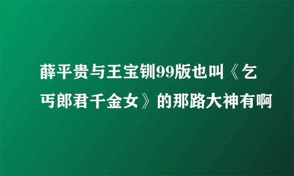 薛平贵与王宝钏99版也叫《乞丐郎君千金女》的那路大神有啊