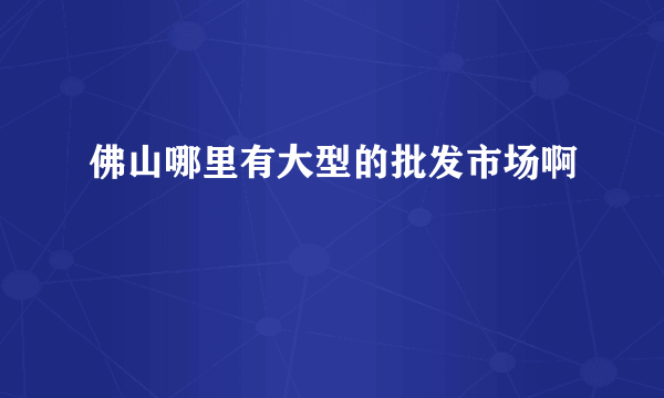 佛山哪里有大型的批发市场啊