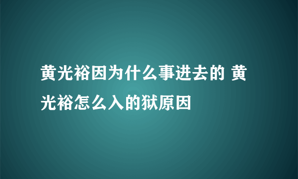 黄光裕因为什么事进去的 黄光裕怎么入的狱原因