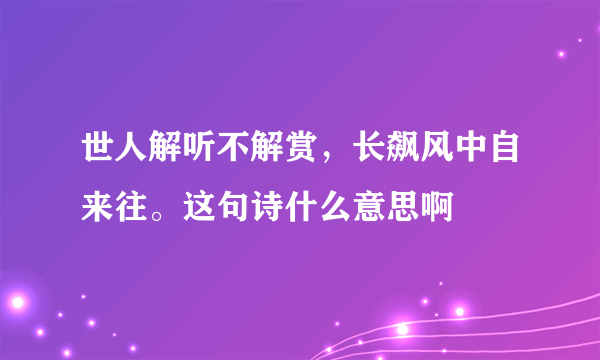 世人解听不解赏，长飙风中自来往。这句诗什么意思啊