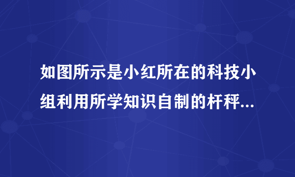 如图所示是小红所在的科技小组利用所学知识自制的杆秤（自重不计）。已知秤砣的质量为$0.5kg$，根据图示可根据___估算出此杆秤的最大测量值为___$kg.$若要增大该杆秤的测量范围，则可采用的方法是___(写出一种即可）