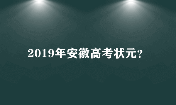 2019年安徽高考状元？