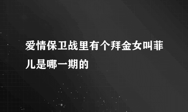 爱情保卫战里有个拜金女叫菲儿是哪一期的