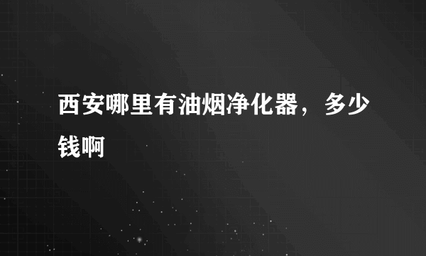 西安哪里有油烟净化器，多少钱啊