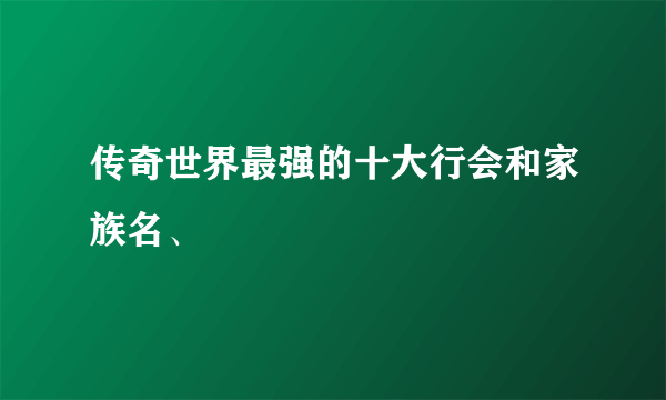 传奇世界最强的十大行会和家族名、