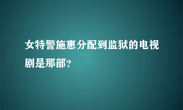 女特警施惠分配到监狱的电视剧是那部？