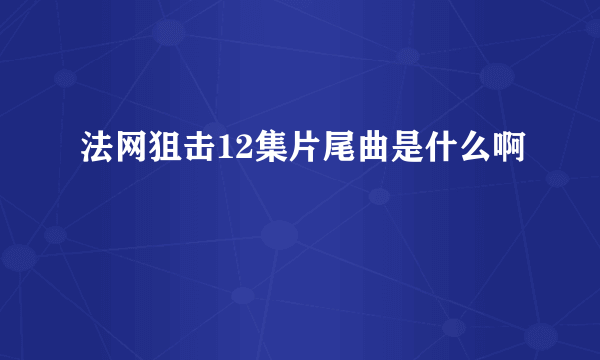 法网狙击12集片尾曲是什么啊