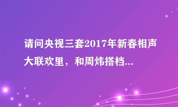 请问央视三套2017年新春相声大联欢里，和周炜搭档的那个女主持人是谁