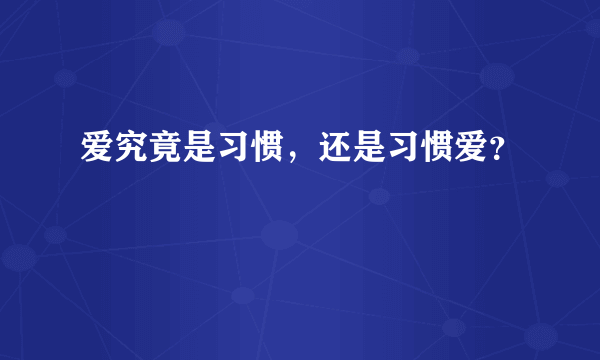 爱究竟是习惯，还是习惯爱？