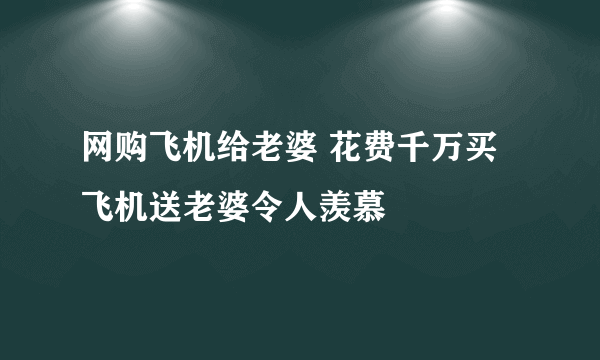 网购飞机给老婆 花费千万买飞机送老婆令人羡慕