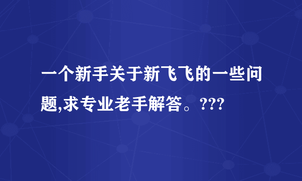 一个新手关于新飞飞的一些问题,求专业老手解答。???