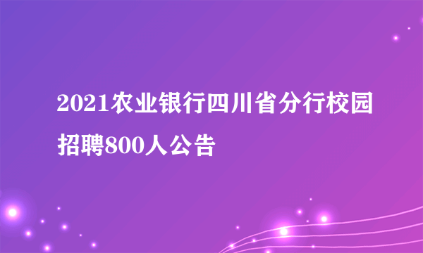 2021农业银行四川省分行校园招聘800人公告