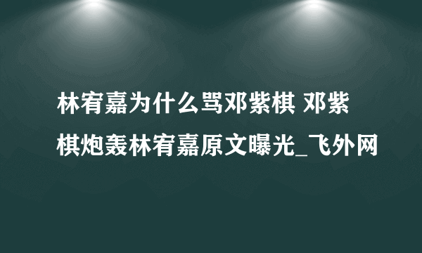 林宥嘉为什么骂邓紫棋 邓紫棋炮轰林宥嘉原文曝光_飞外网