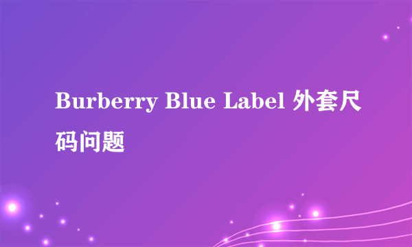 Burberry Blue Label 外套尺码问题