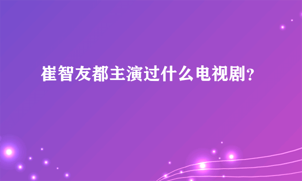 崔智友都主演过什么电视剧？